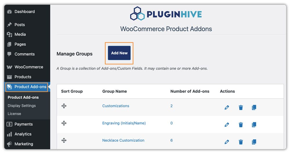 add new group in woocommerce