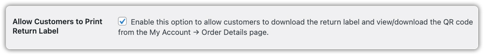 allow customers to print return label 