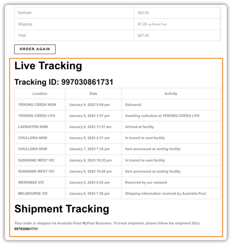 australia post tracking details