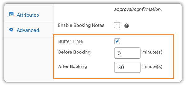 buffer settings in woocommerce bookings