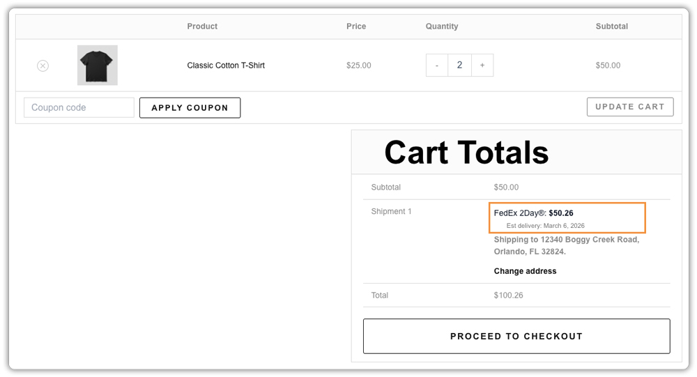 cheapest option at woocommerce cart
