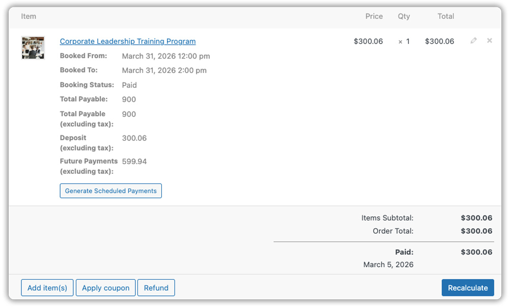 deposits for service based businesses
