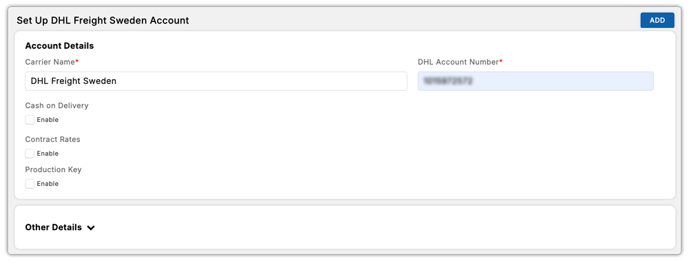 dhl freight sweden account details