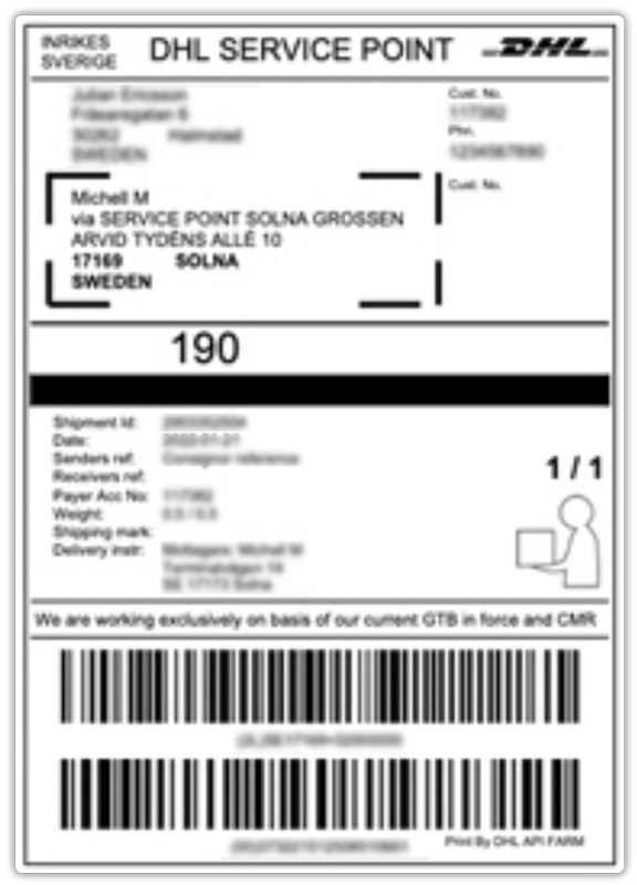 dhl freight sweden label