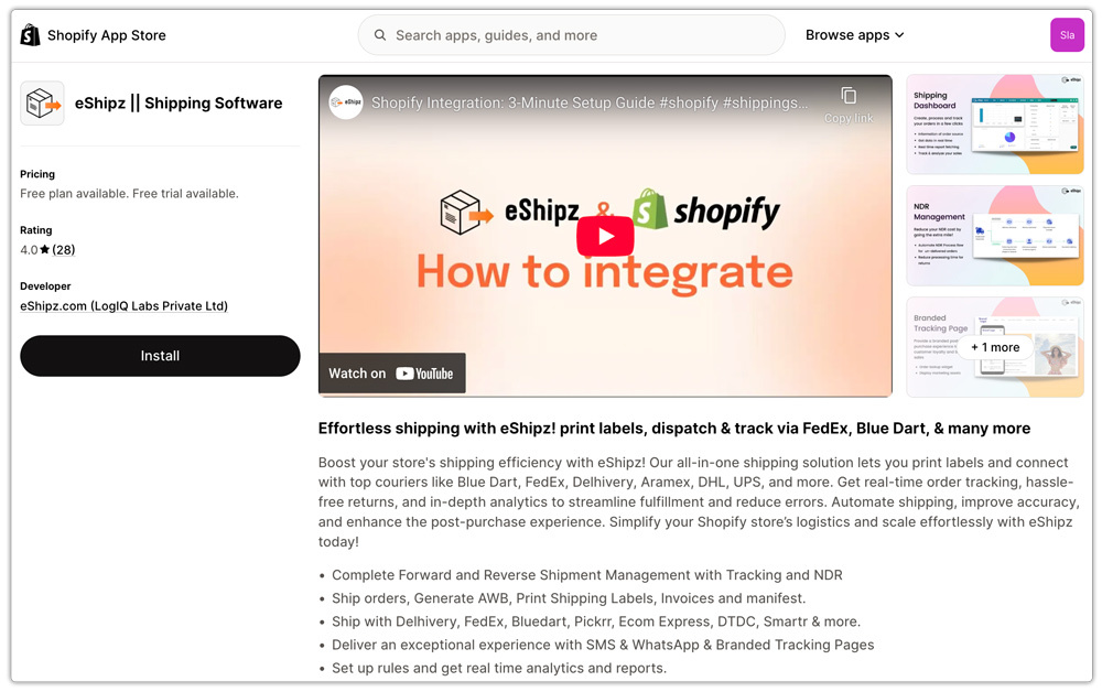 multi-carrier shipping label vs eshipz