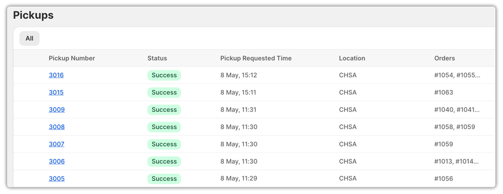 pickups for fedex app in shopify