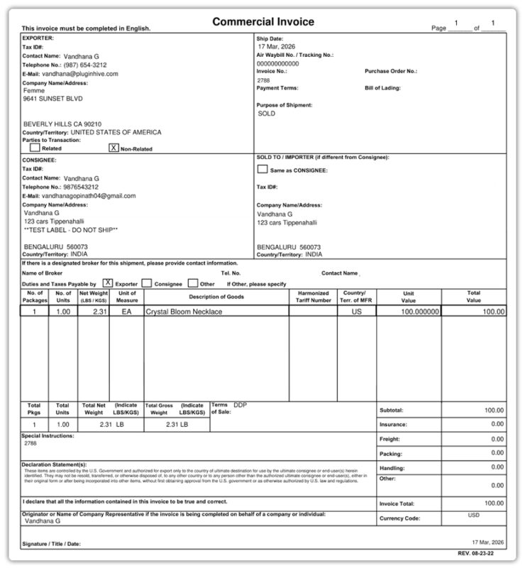 fedex commercial invoice