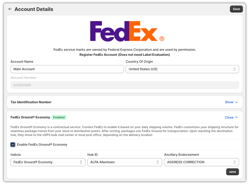 enable fedex ground economy option
