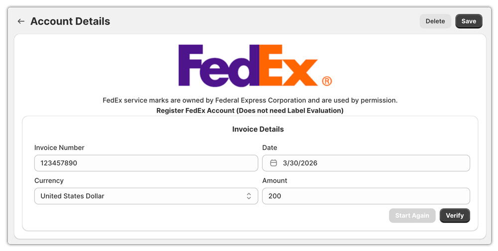 fedex invoice verification in shopify