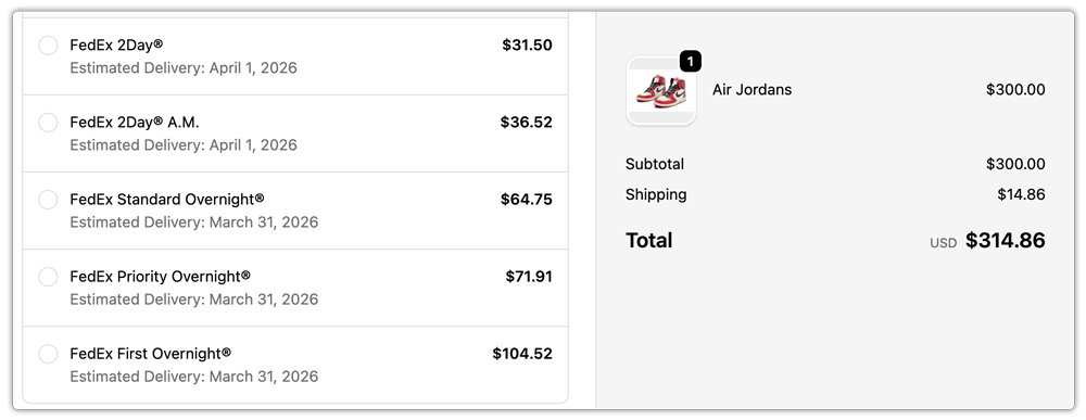 fedex rest api services in checkout