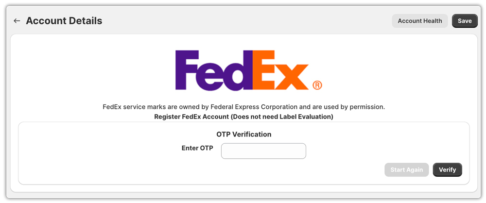 fedex app rest api otp for verification