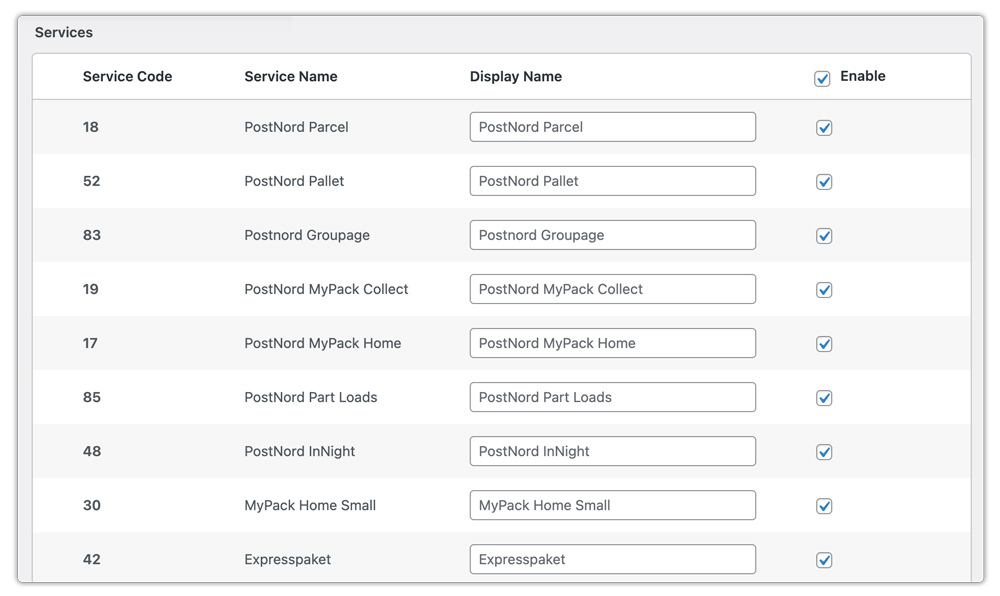 postnord services - PostNord Shipping in WooCommerce