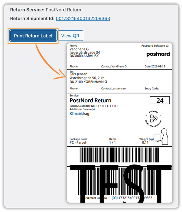 print postnord return label