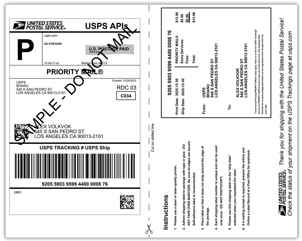 usps labels from usps plugin in woocommerce