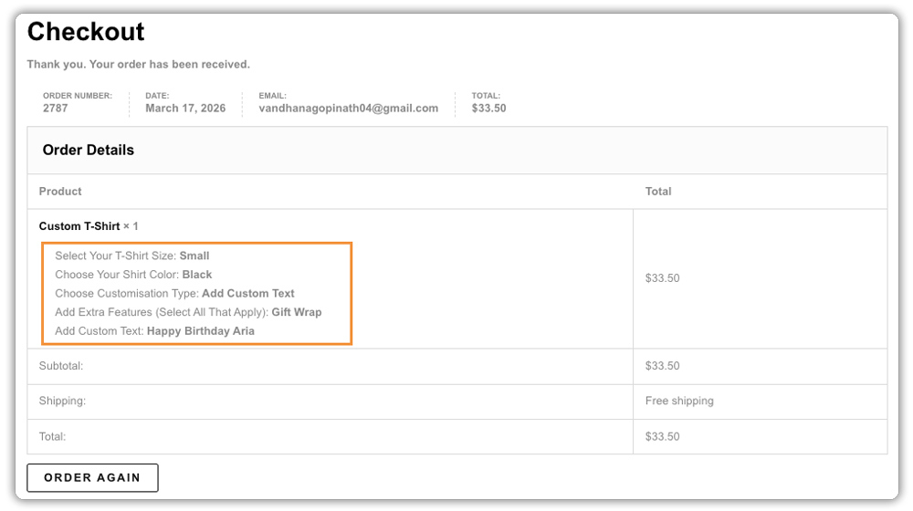 woo extra fees in order confirmation page