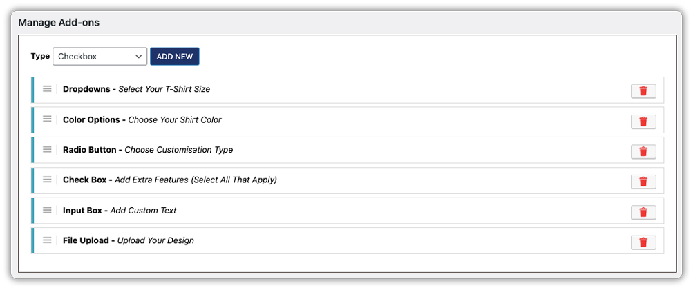 woocommerce add ons