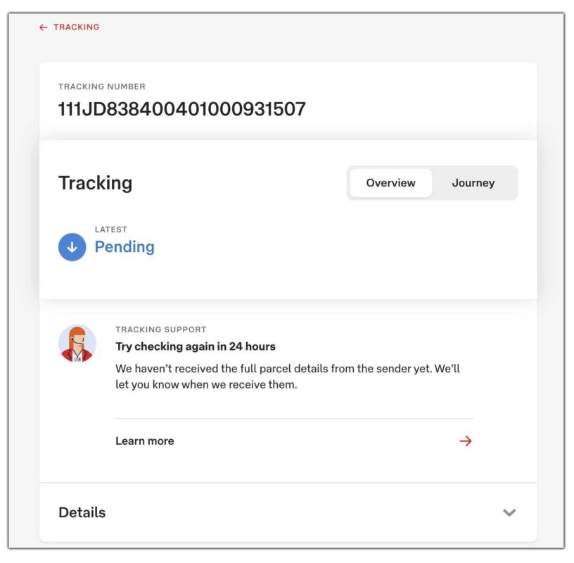 tracking page