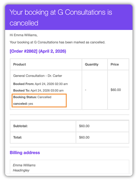 cancellation email