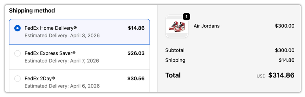 fedex residential delivery services in checkout