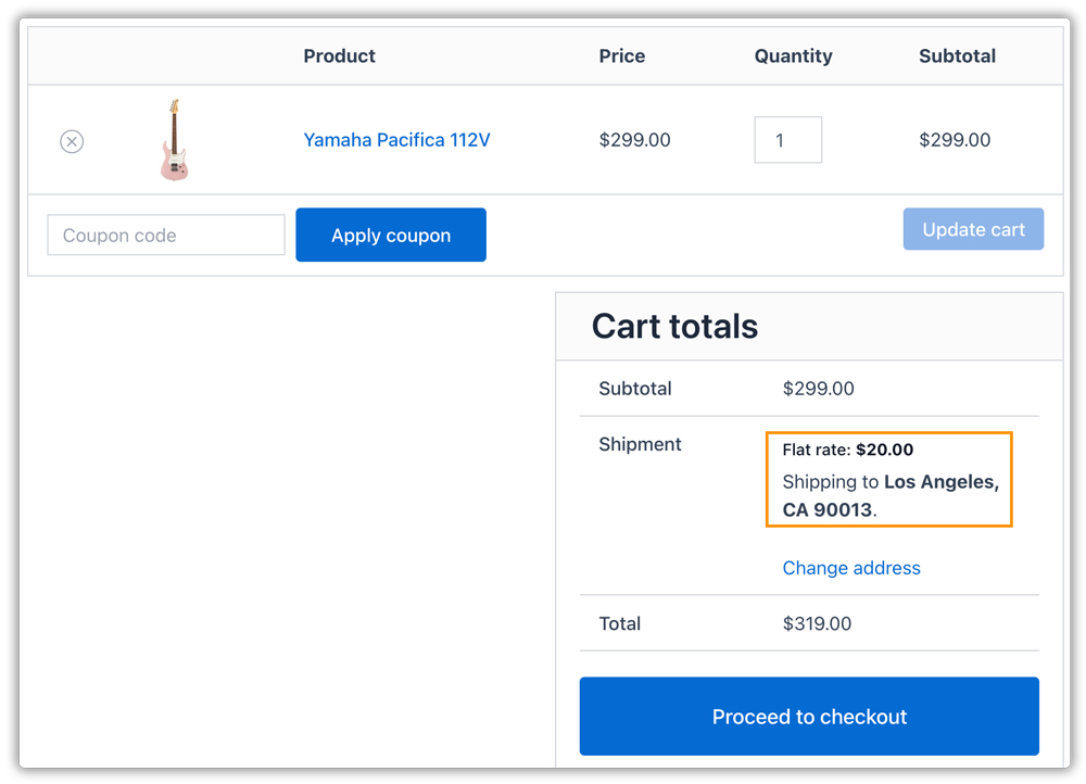 flat rate at checkout