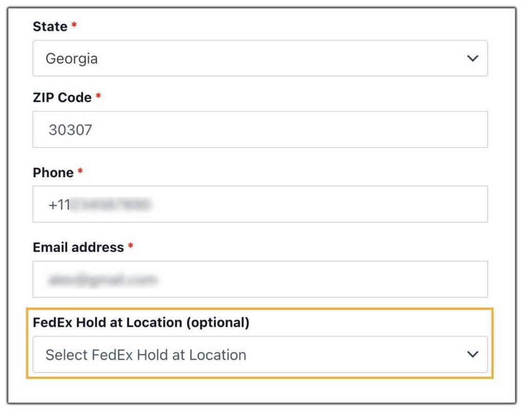 select fedex hold at location 