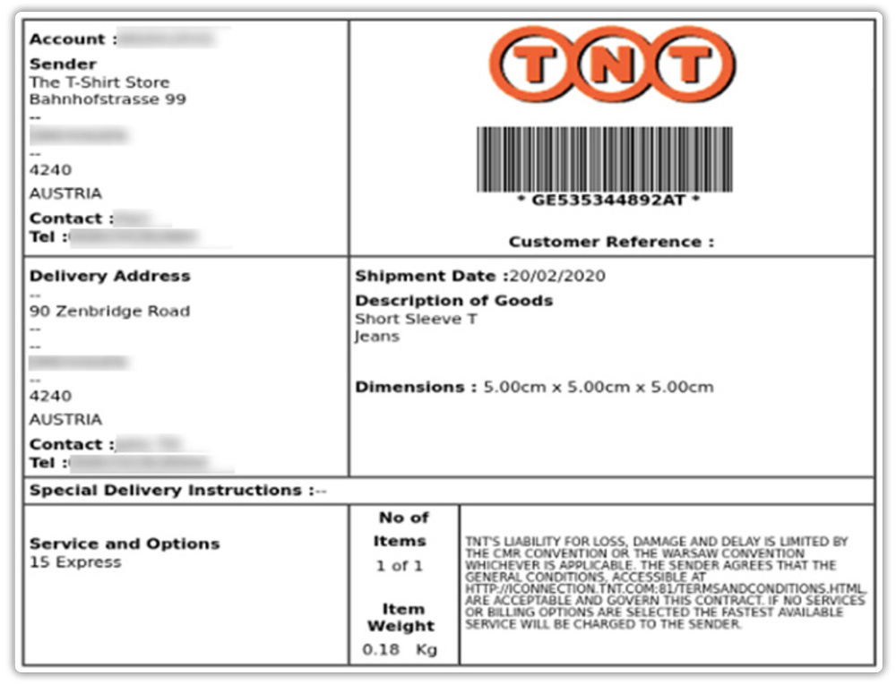 tnt label in shopify