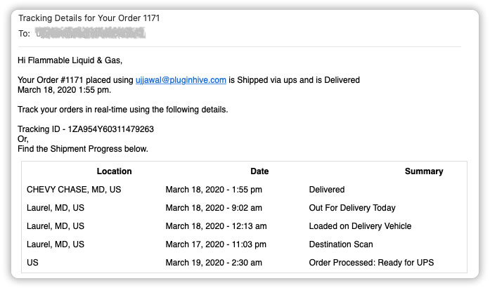 woocommerce shipment tracking email notification 