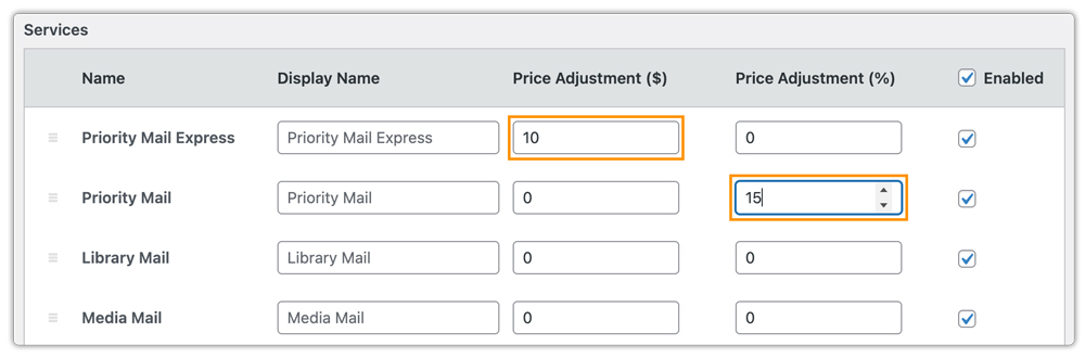 adjust usps shipping rates