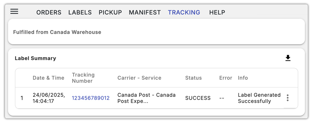 canada post tracking number in shopify