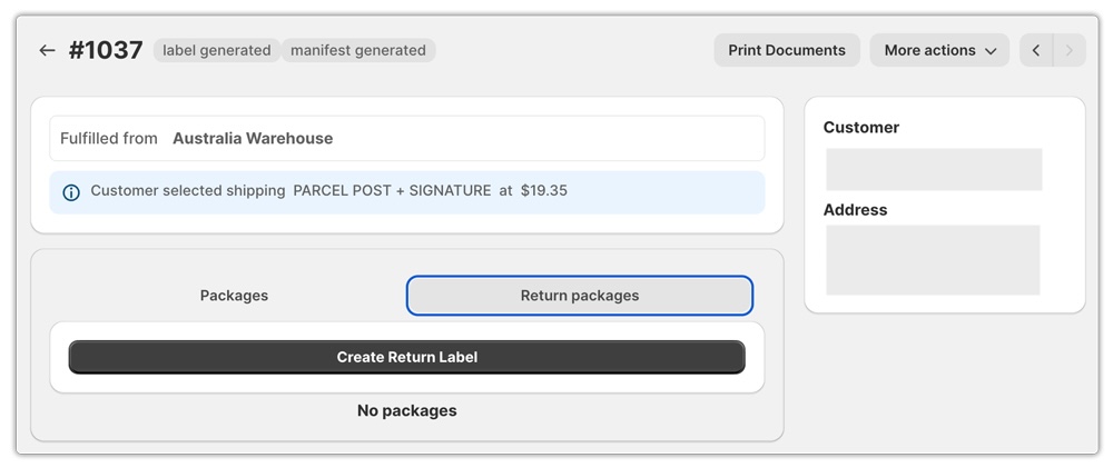 eparcel return label generation