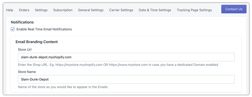 real time email notifications in shopify