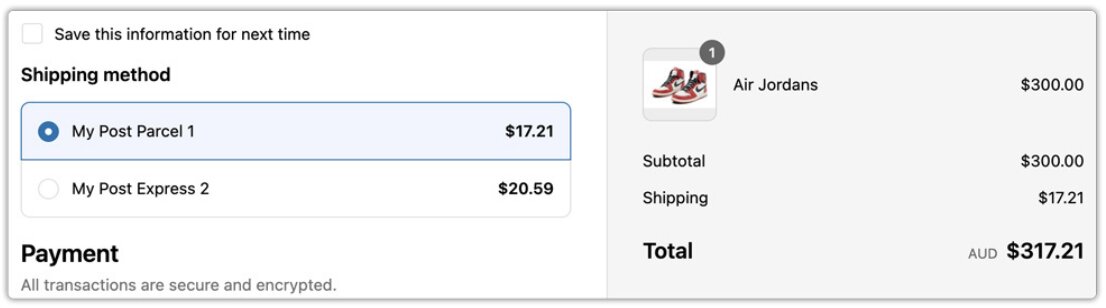 australia post services in shopify