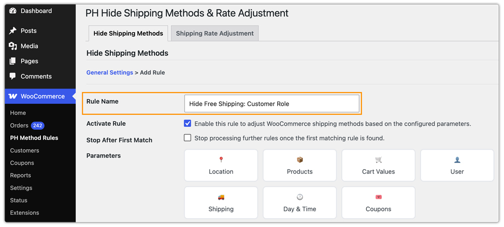 name the shipping rule