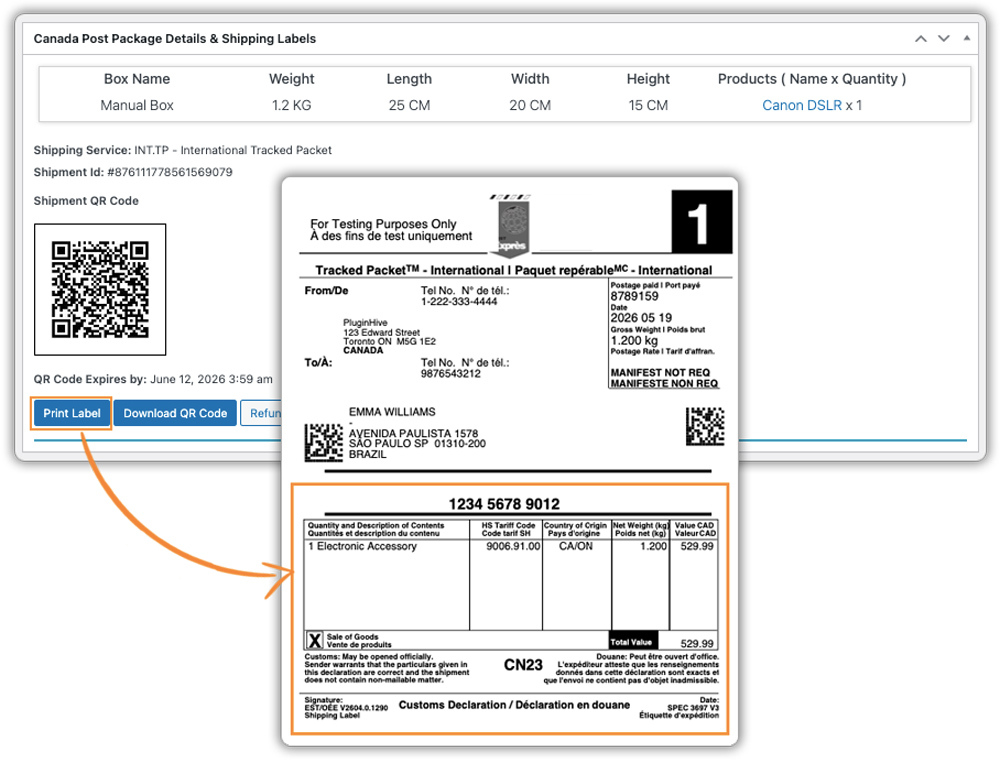 woocommerce canada post custom forms