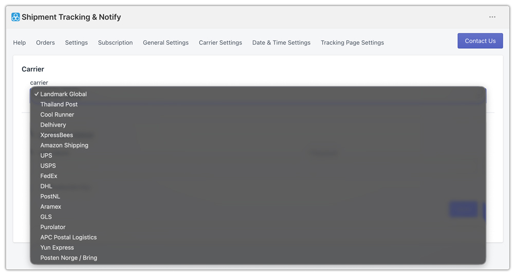 tracking app carrier list