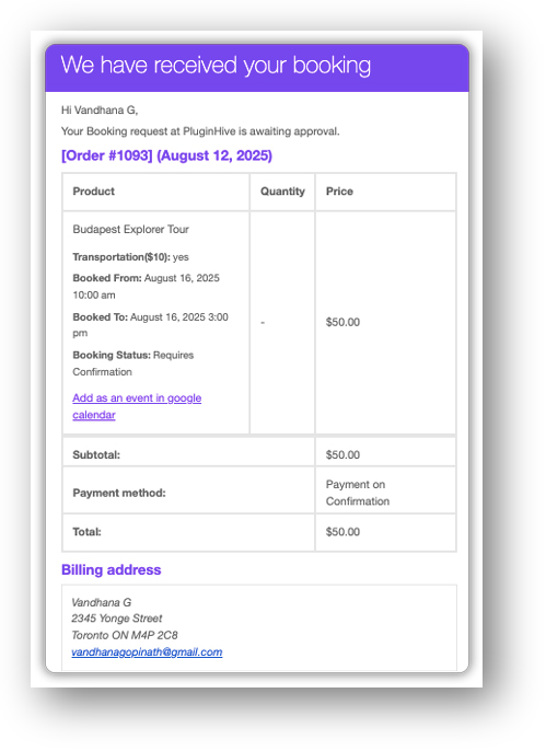 woocommerce booking pending approval