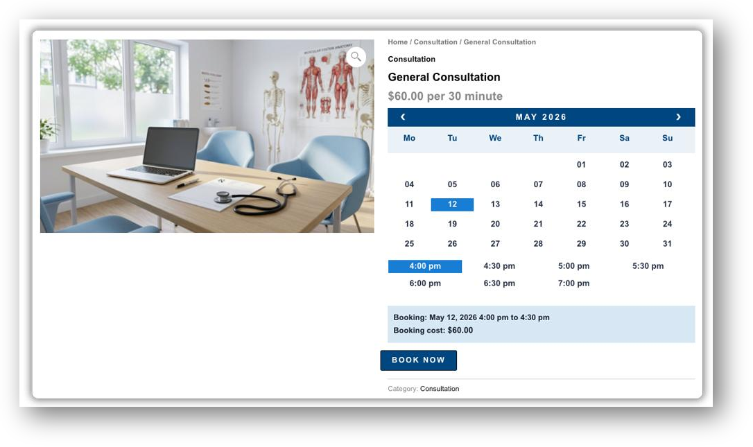 woocommerce bookings and appointments plugin frontend 