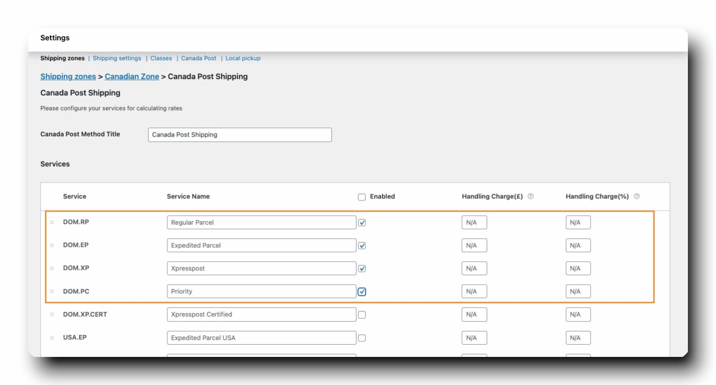 woocommerce canada post shipping