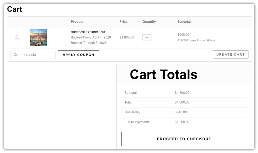 woocommerce tour booking product page