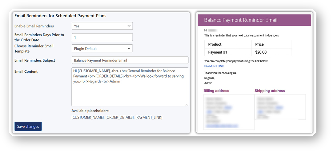 woocommerce deposits email reminders