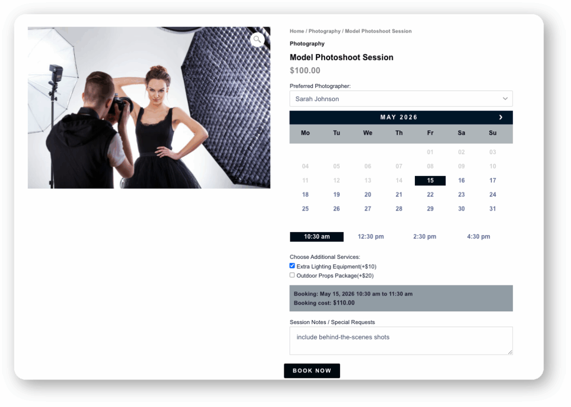 woocommerce bookable product