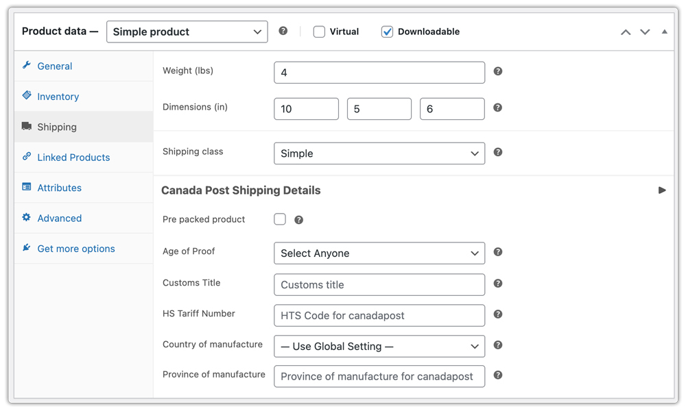 woocommerce product shipping tab 