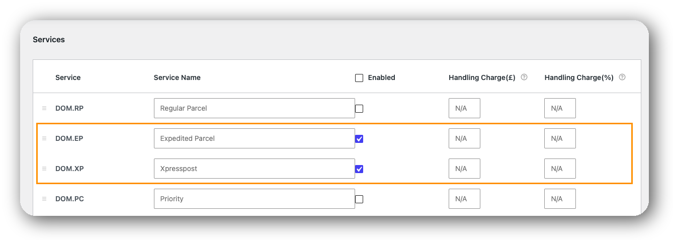expedited parcel xpresspost services enabled