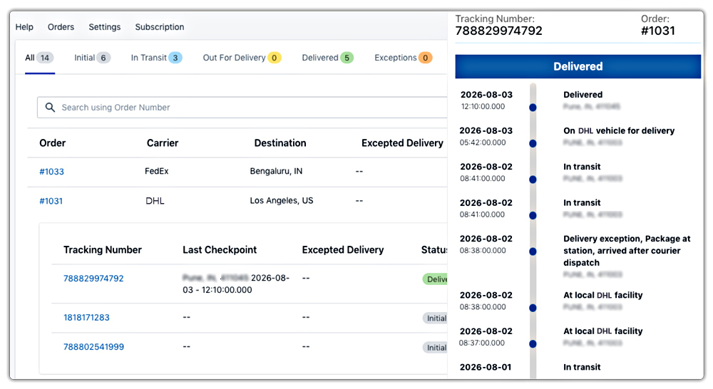dhl shipment status in tracking app