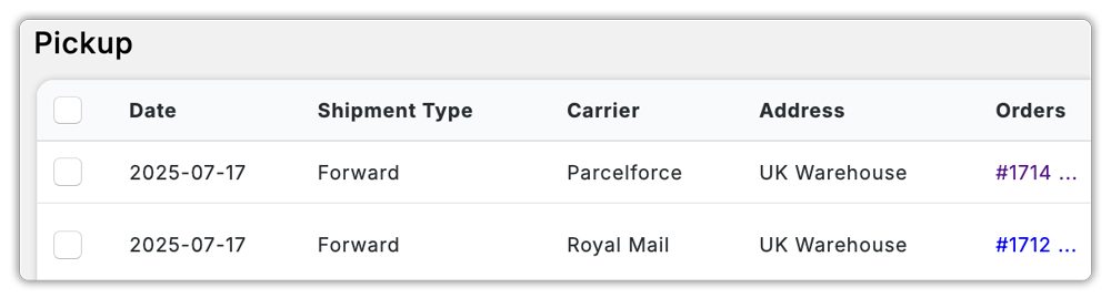 pickup tab in mcsl app