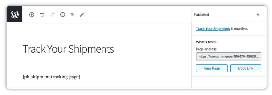 tracking page url configuration