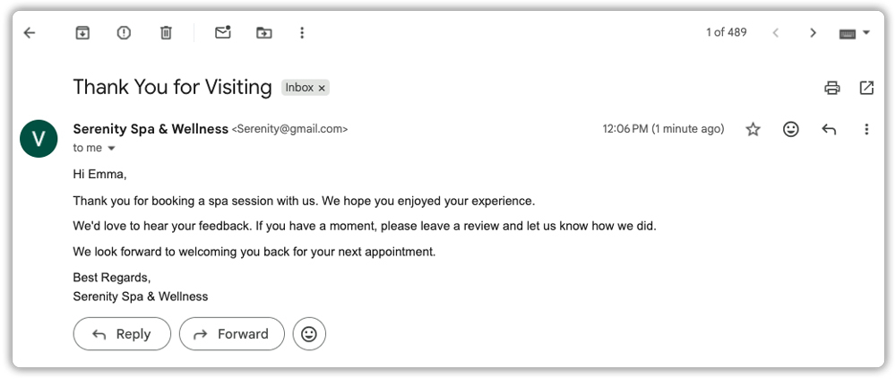 automated follow up email example