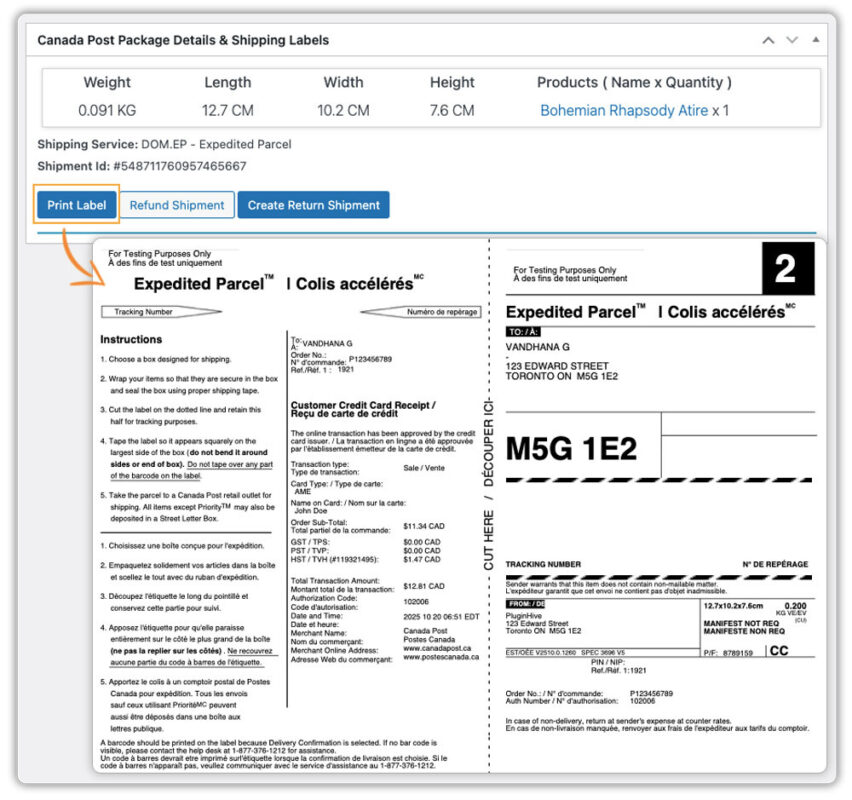 canada post expedited parcel label