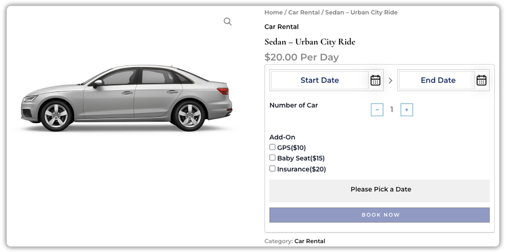 car rental booking add-ons