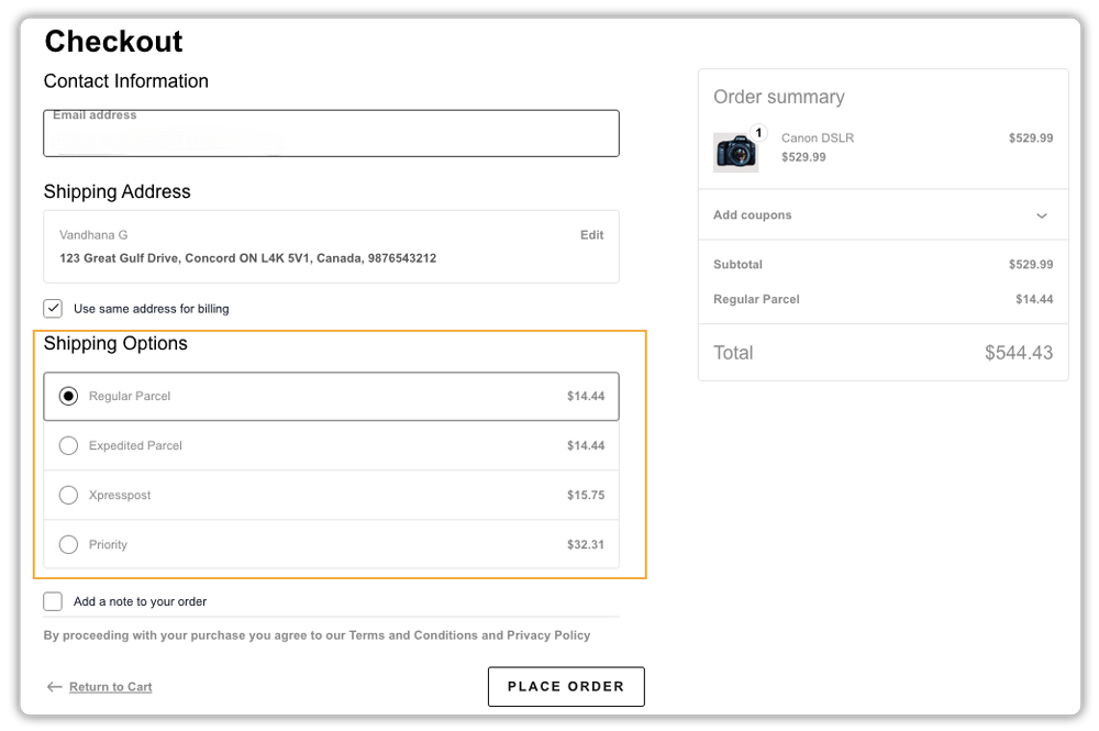 canada post checkout shipping rates
